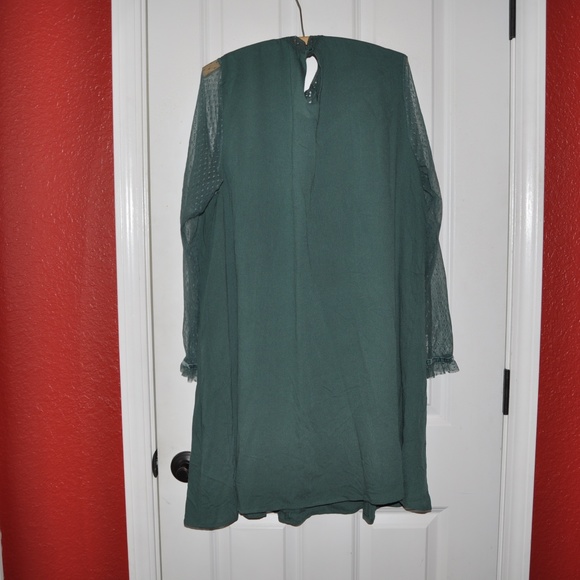 "SALE" NEW Teal Green Lace Insert Shift Dress [C5] - Picture 5 of 7